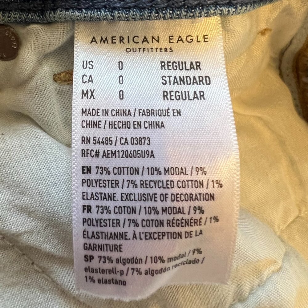 American Eagle Curvy Mom Ripped Stretch Jeans SIZE 0 - Picture 6 of 12